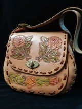 50's〜60's 薔薇柄ヴィンテージレザーBag