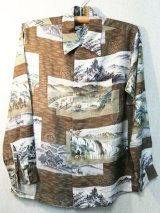 40’s〜50's Lauhala 和柄ヴィンテージ長袖ハワイアンシャツ