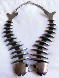 60's〜70's シルバー製　特大お魚ネックレス