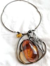 70's ヴィンテージアンバーネックレス　BIG SIZE