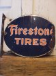 画像1: 40's Firestone TIRES ヴィンテージホーロー看板（両面） (1)