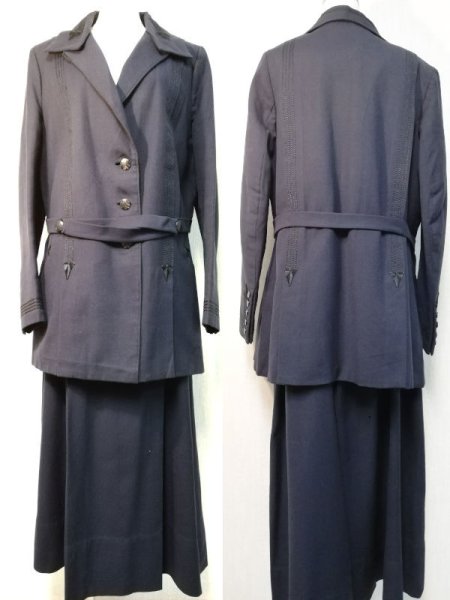 画像1: 【Antique】1910's〜1920's　Navy Blue Wool Walking Suit (1)