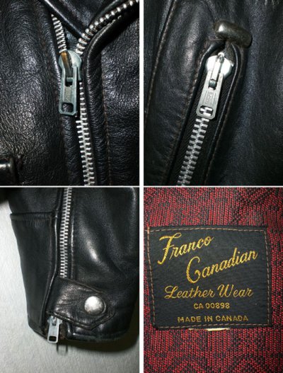 画像3: 50's Franco Canadian leather wear製 D型ポケットヴィンテージWライダースジャケット